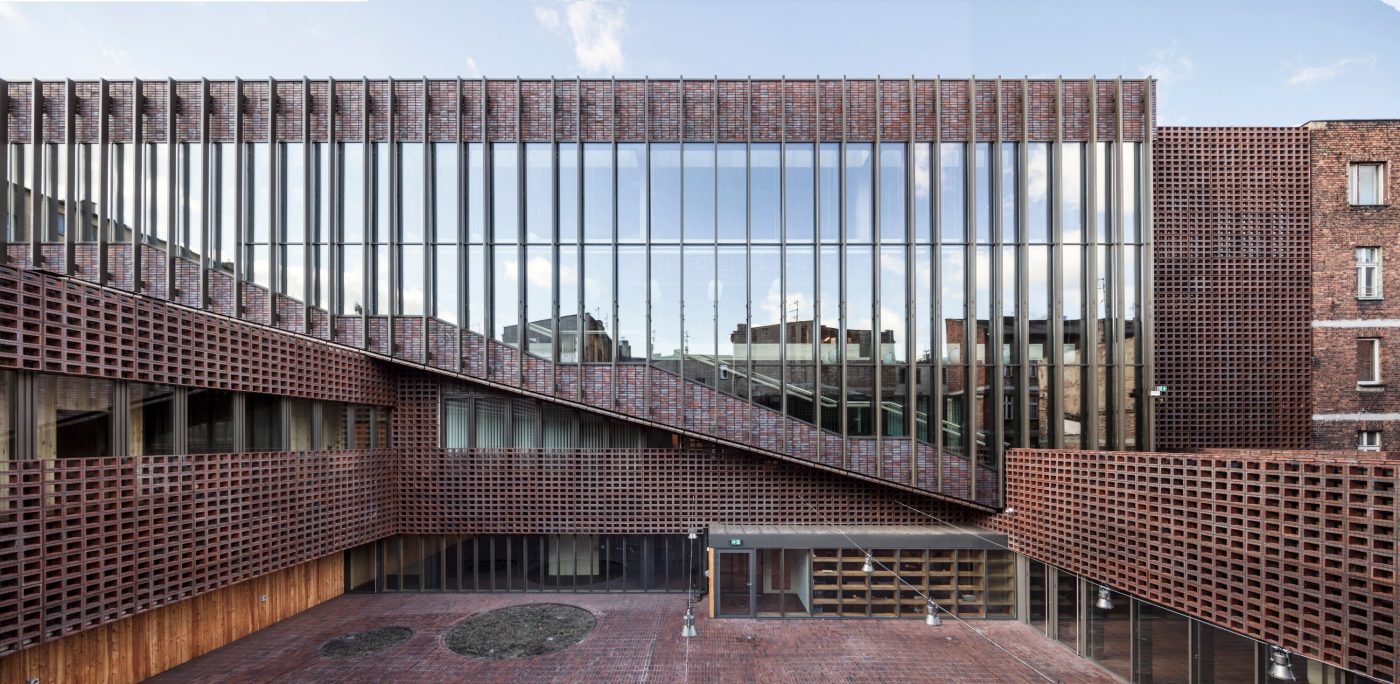 University of Silesia Faculty of Radio and Television; Brick Award 2020 Category "Sharing Public Spaces"; Architects: BAAS Arquitectura, Grupa 5 artchitekci, Maleccy biuro, Photo:  Adrià Goula