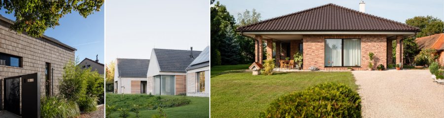 Koláž moderných rodinných domov 