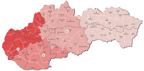 Mapa predajných oblastí Tondach