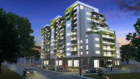 render of completed flat building with porotherm profi