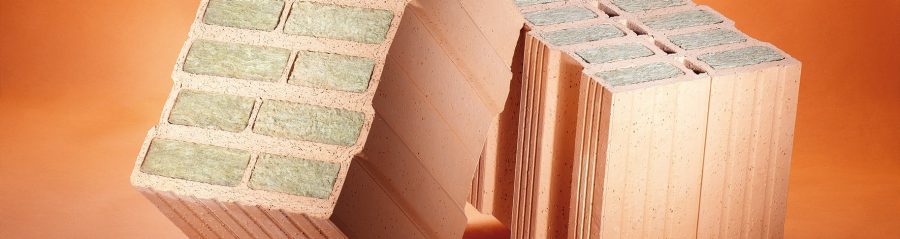 Set of bricks Porotherm 38 T Profi and 38 T Profi 1/2 with orange background