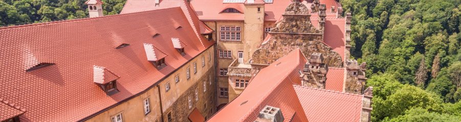Ksiaz Castle in Poland with red angobe beaver roof tile